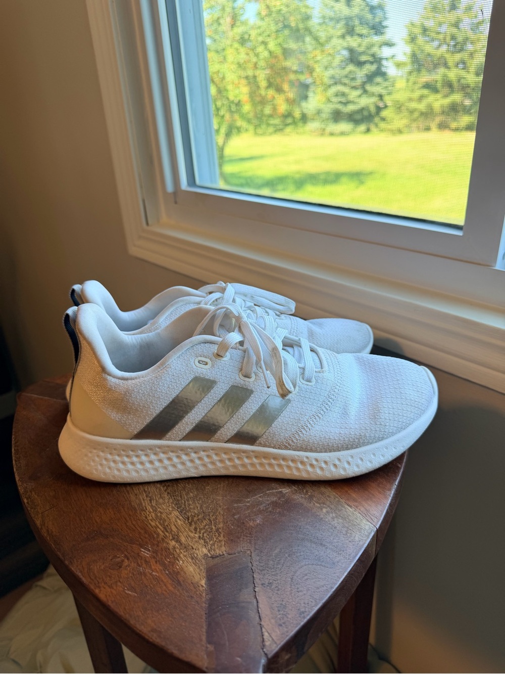 Adidas Puremotion Wide White Silver Metallic Sneakers Women’s 10